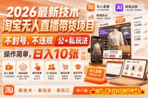 2026最新技术，淘宝无人直播带货项目，不封号，不违规，公+私玩法，操作简单，日入10张【揭秘】-流年日记