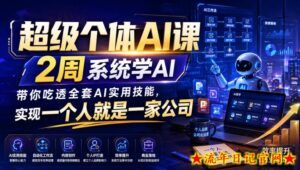 超级个体AI课，2周系统学AI，带你吃透全套AI实用技能，实现一个人就是一家公司-流年日记