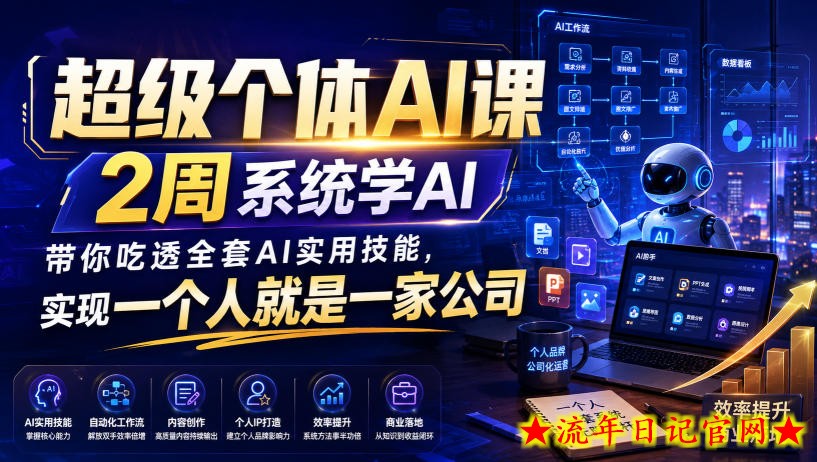 超级个体AI课,2周系统学AI,带你吃透全套AI实用技能,实现一个人就是一家公司-流年日记