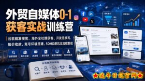 外贸自媒体0-1获客实战训练营｜谷歌精准搜客、海外全社媒获客、开发信撰写、报价收款、账号环境搭建、SOHO避坑全流程教程-流年日记