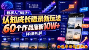 新手入门玩法:认知成长语录新玩法,60个作品涨粉10W+,详细拆解-流年日记