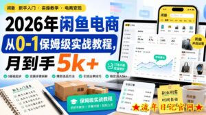 2026年闲鱼电商从0-1保姆级实战教程,月到手5k+-流年日记