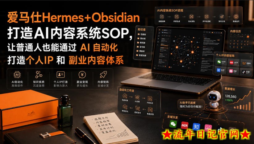 爱马仕Hermes+Obsidian打造AI内容系统SOP，让普通人也能通过 AI 自动化打造个人IP 和 副业内容体系-流年日记
