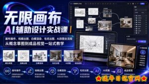 无限画布AI辅助设计实战课｜画布操作、线稿出图、白模渲染、毛坯出图、AI改图全流程，从概念草图到成品视觉一站式教学-流年日记
