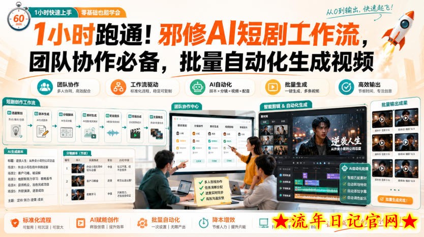 1小时跑通！邪修AI短剧工作流，团队协作必备，批量自动化生成视频-流年日记