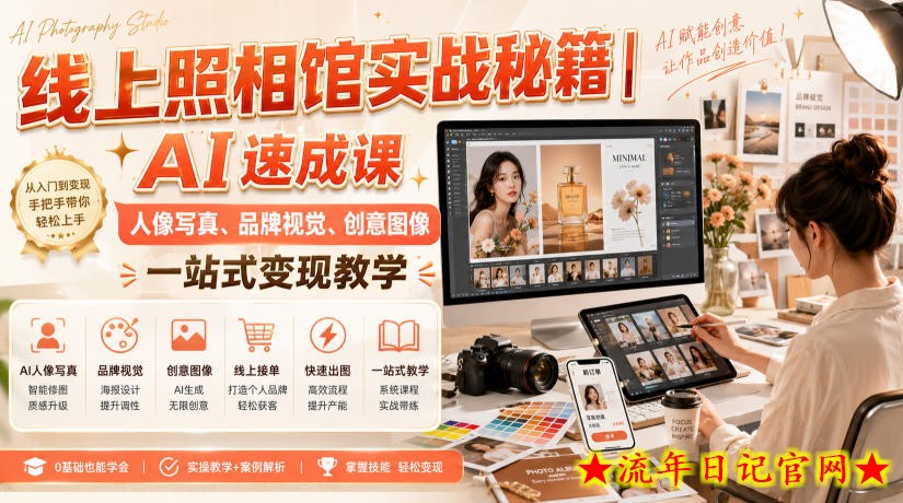 线上照相馆实战秘籍｜AI速成课，人像写真、品牌视觉、创意图像一站式变现教学-流年日记