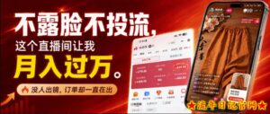不露脸不投流不剪辑，这个直播间让我月入过1W，不露脸直播卖货，没人出镜，订单却一直在出，可批量复制-流年日记