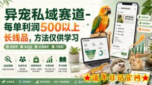 异宠私域赛道-每单利润500以上长线品，方法仅供学习-流年日记