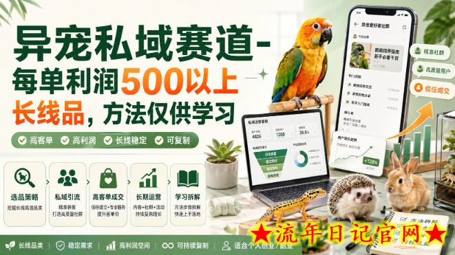 异宠私域赛道-每单利润500以上长线品，方法仅供学习