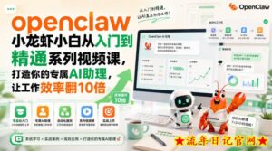 openclaw小龙虾小白从入门到精通系列视频课，打造你的专属AI助理，让工作效率翻10倍-流年日记