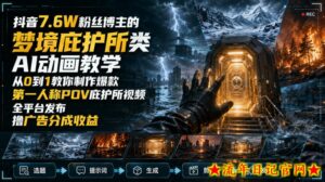 抖音7.6W粉丝博主的梦境庇护所类AI动画教学，从0到1教你制作爆款第一人称POV庇护所视频，全平台发布撸广告分成收益-流年日记