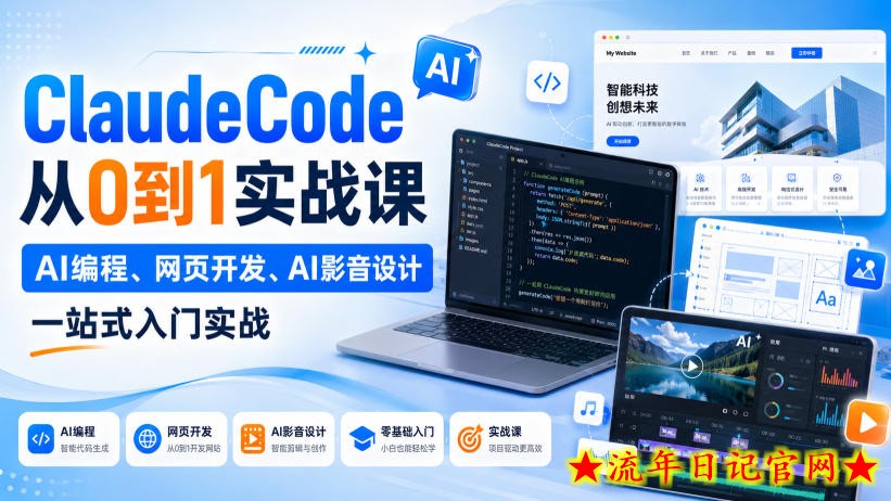 ClaudeCode从0到1实战课,AI编程、网页开发、AI影音设计一站式入门实战-流年日记