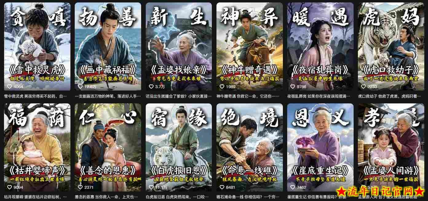 抖音67W粉丝博主的AI民间故事教学，从起号、文案、剪辑到多平台变现全流程，伙伴分成计划接广告等多种收益，月入1W+