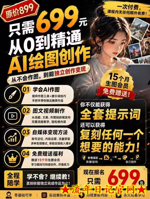 抖音10W粉丝博主的AI绘图教学，从0到精通AI绘图创作，从不会作图到能独立创作变现