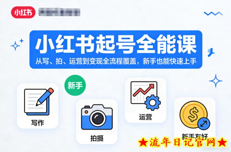 小红书起号全能课,从写、拍、运营到变现全流程覆盖,新手也能快速上手(更新)-流年日记