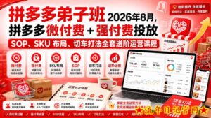 Ay干多多‑拼多多弟子班2026年8月,拼多多微付费+强付费投放SOP、SKU布局、切车打法全套进阶运营课程-流年日记