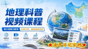 地理科普视频课程，某大佬倾力教学，伙伴计划、精选独家收益-流年日记