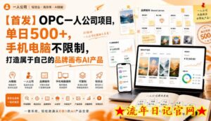 【首发】OPC一人公司项目，单日500+，手机电脑不限制，打造属于自己的品牌画布AI产品，收费陪跑【揭秘】-流年日记