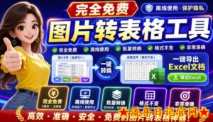 图片表格识别提取工具，支持一键从图片中智能提取表格并导出Excel文件，可离线免网运行，FastTableOCR-流年日记