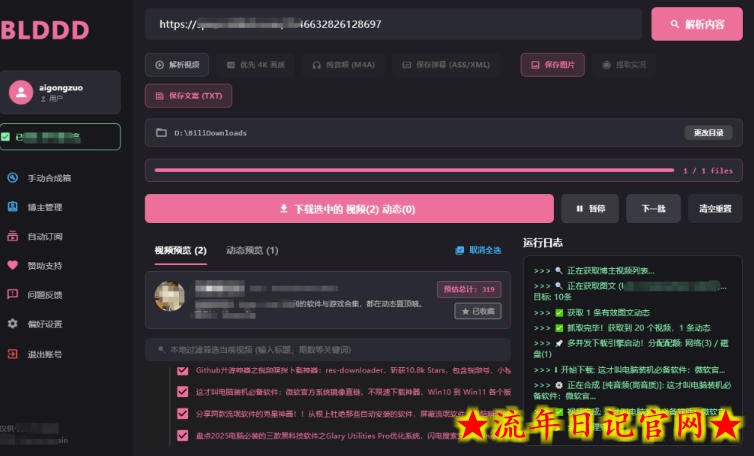 哔哩哔哩b站视频最新下载工具，支持合集下载，字幕、声音下载，BLDDD