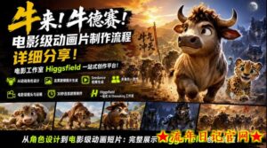 牛来！牛德赛！电影级动画片制作流程详细分享！电影工作室Higgsfield一站式创作平台，完整创作流程-流年日记