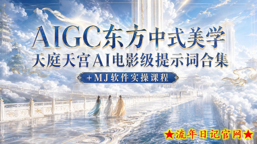 AIGC东方中式美学天庭天宫AI电影级提示词合集+MJ软件实操课程-流年日记