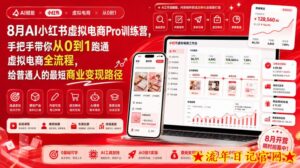 8月AI小红书虚拟电商Pro训练营，手把手带你从0到1跑通虚拟电商全流程，给普通人的最短商业变现路径-流年日记