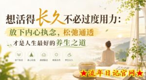 付费文章：想活得长久不必过度用力：放下内心执念，松弛通透才是人生最好的养生之道-流年日记