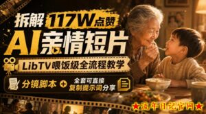 拆解117W点赞AI亲情短片，LibTV喂饭级全流程教学，分镜脚本+全套可直接复制提示词分享-流年日记