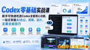 Codex零基础实战课,新手可快速吃透Codex全套核心功能,一站式掌握AI办公、剪辑、设计、文案全能技巧-流年日记