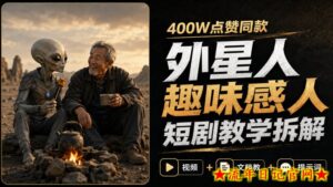 400W点赞同款外星人趣味感人短剧教学拆解，视频+文档教+提示词-流年日记