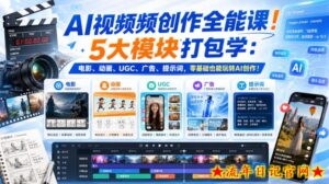 AI视频频创作全能课！5大模块打包学：电影、动画、UGC、广告、提示词，零基础也能玩转AI创作！【原创双语字幕】-流年日记