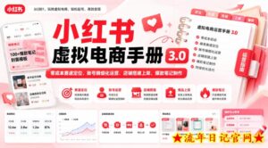 小红书虚拟电商手册3.0，零成本赛道定位、账号精细化运营、店铺搭建上架、爆款笔记制作-流年日记