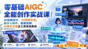 零基础AIGC全能创作实战课｜AI绘画设计、AI视频生成、数字人制作、智能剪辑、AI音乐文案全工具落地教程-流年日记