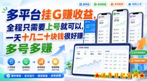 多平台挂G賺收益，全程只需要上号就可以，一天十几二十块钱很好賺，多号多賺【揭秘】-流年日记