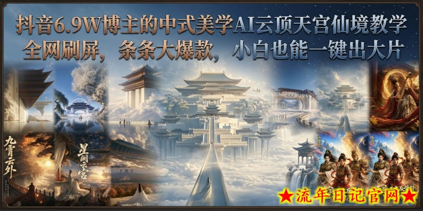 抖音6.9W博主的中式美学AI云顶天宫仙境教学，全网刷屏，条条大爆款，小白也能一键出大片