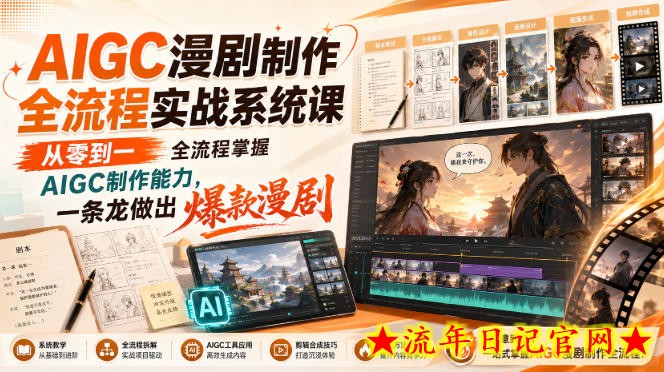 AIGC漫剧制作全流程实战系统课，从零到一全流程掌握AIGC制作能力，一条龙做出爆款漫剧-流年日记