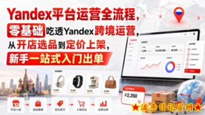 Yandex平台运营全流程，零基础吃透Yandex跨境运营，从开店选品到定价上架，新手一站式入门出单-流年日记