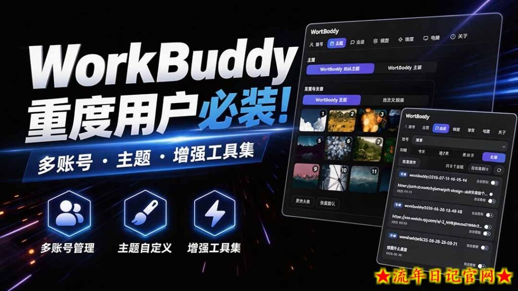 WorkBuddy重度用户必装！多账号·主题·增强工具集，零侵入、零重签名，WorkDaddy-流年日记
