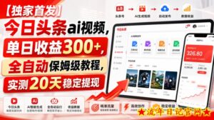 【独家首发】今日头条ai视频，单日收益300+，全自动保姆级教程，实测20天稳定提现【揭秘】-流年日记