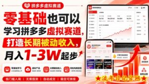 零基础也可以学习拼多多虚拟赛道，打造长期被动收入，月入1-3W起步-流年日记