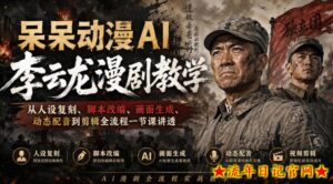 呆呆动漫AI李云龙漫剧教学，从人设复刻、脚本改编、画面生成、动态配音到剪辑全流程一节课讲透-流年日记