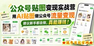 公众号贴图变现实战营,用AI贴图做公众号流量变现,建议新手都去做,真能賺钱!-流年日记