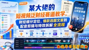 某大佬的短视频泛财经赛道教学，财经细分定位、爆款选题文案到配音剪辑与特效拆解全流程-流年日记