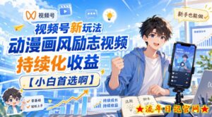 视频号新玩法动漫画风励志视频,持续化收益【小白首选啊】-流年日记