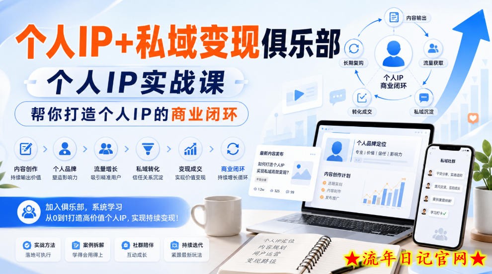 个人IP+私域变现俱乐部，个人IP实战课，帮你打造个人IP的商业闭环