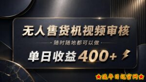 无人售货机视频审核，随时随地都可以做，单日收益400+，有手就能做【揭秘】-流年日记