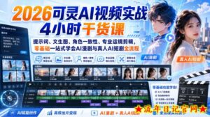 2026可灵AI视频实战4小时干货课｜提示词、文生图、角色一致性、专业运镜剪辑，零基础一站式学会AI漫剧与真人AI短剧全流程-流年日记