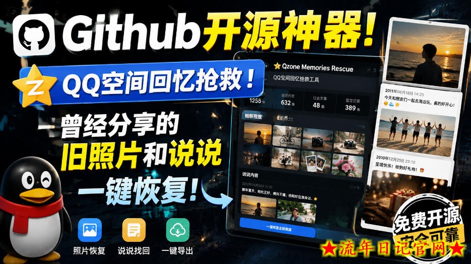 Github开源神器！QQ空间回忆抢救！曾经分享的旧照片和说说一键恢复！