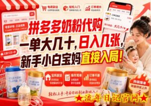 拼多多奶粉代购一单大几十，日入几张，新手小白宝妈直接入局！【揭秘】-流年日记